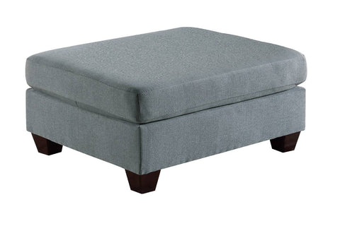 ZUN Living Room Furniture Cocktail Ottoman Grey Linen Like Fabric 1pc Plush Ottoman Wooden Legs B011104192