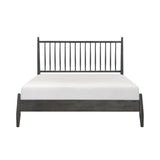Mid-Century Modern Design Queen Platform Bed 1pc Gray Finish Wooden Bedroom Furniture Vertical Slats B011P211338
