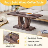 Modern Minimalist Walnut Dark Brown Texture Sticker-Patterned MDF Rectangular Coffee Table. Add a W1512P361009