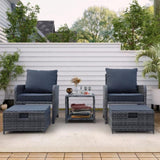5 Pieces Wicker Patio Furniture Set Outdoor Patio Chairs with Ottomans Conversation Furniture with W813P283082