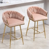 ZUN 26'' Counter height bar stools Set of 2 kitchen island counter bar stool with hand- wave back,golden W2215P184990