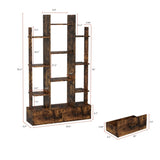 ZUN Bookshelf with 2 Drawers, Industrial Freestanding Open Display Shelving, Vintage Open Bookcase, 12 69305314