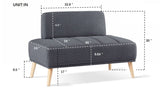 ZUN 45"Inch Width Modern End of Bed Bench,Cotton Linen Fabric Upholstered 2 Seater Sofa Couch Entryway W2865P225575