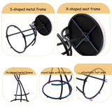 Round Print Bar Stools Set of 2 Black Metal Upholstered Chairs for Kitchen Island & Dining Rooms W1757P268901