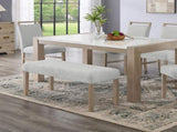 Zelalle Upholstered Bench, Light Gray Fabric with Rubberwood Legs T2574P507059