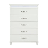 ZUN White Finish 5-Drawers Chest with LED Lighting Modern Bedroom Furniture 1pc B011P250825