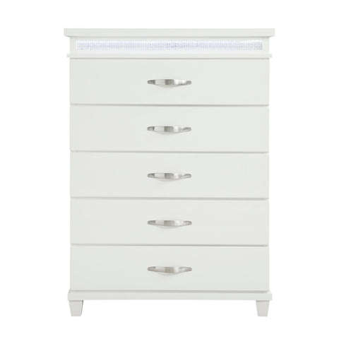 ZUN White Finish 5-Drawers Chest with LED Lighting Modern Bedroom Furniture 1pc B011P250825