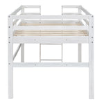 ZUN Wood Twin Size Loft Bed with Side Ladder, Antique White WF312787AAK