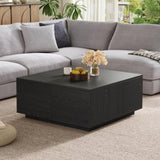 33.25" Square Coffee Table with 4 Drawers, Black N735P277298B