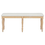 ZUN TOPMAX Vintage Traditional 50.4inch Upholstered Dining Bench with 6 Solid Wood Legs, Natural N717P170409A