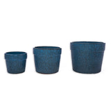3 Pieces Ceramic Flowerpot, Modern Planter for Patio, Garden or Windowsills - Antique Blue W3273P321470