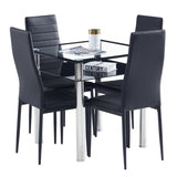 4pcs Elegant Assembled Stripping Texture High Backrest Dining Chairs BlackReplace 69148825