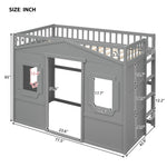 ZUN Twin Size House Loft Bed With Ladder-Gray 78621187