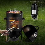 ZUN Vertical Steel Charcoal Smoker, Heavy Duty Three Layer Round BBQ Grill Smokey Mountain Cooker for 11838107