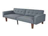 Modern PU Leather Futon Sofa with Tufted Backrest, Adjustable Reclining Couch with Wood & Metal 03787651