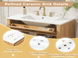 30 Inch Bathroom Vanity with Ceramic Sink, Modern Bathroom, Soft Close Hinges & Drawers, MDF N729P488578N
