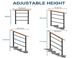 Handrails for Outdoor Steps, Wrought Iron Solid Wood Hand Railing for Concrete Steps, Porch Steps, 57461592