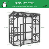 ZUN Catio Outdoor Cat Enclosure Cat House Wooden Cat Cage Large Feral Cat Shelter for Mulitiple Cats W1850P188227