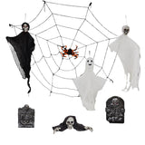 Outdoor Halloween Decorations 8-Piece Set, Hanging Ghosts Decor and Cobweb and Gravestone with 80897903