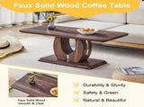 Modern Minimalist Walnut Dark Brown Texture Sticker-Patterned MDF Rectangular Coffee Table. Add a W1151P230544