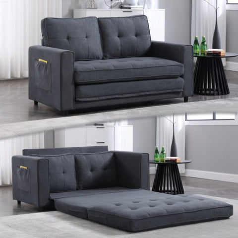 ZUN {}3-in-1 Upholstered Futon Sofa Convertible Floor Sofa bed,Foldable Tufted Loveseat W2325P143935