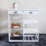 ZUN Kitchen & Dining Room Cart 2-Drawer 3-Basket 3-Shelf Storage Rack with Rolling Wheels White 85659263