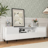 High Gloss Panel Modern TV Console, TV Stand, Entertainment Center with Storage Shelves,TV Cabinet W409P195094