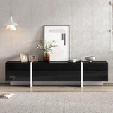 ON-TREND White & Black Contemporary Rectangle Design TV Stand, Unique Style TV Console Table for TVs WF300852AAB
