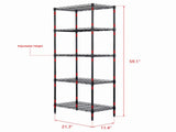 5-Tier Heavy Duty Storage Rack Shelving Unit, Black, 250 kg Load Capacity 42289058