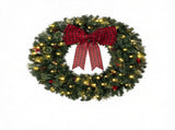 36" Holiday Wreath with Bow, Berries, Pinecones & 8 Modes 12156605