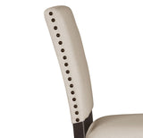 Fabric Upholstery Side Chairs 2pc Set Grayish Brown Finish Wood Frame Nailhead Trim Turned Legs B01149969