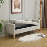 65.35"Wide Corduroy Storage Soft Bench with Armrests, Backrest and Two bolster Pillows for Living W3118P254211