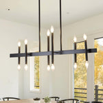 ZUN Black Dining Room Chandelier 12-Lights Mid Century Pendant Light for Farmhouse Kitchen, Industrial 71616703