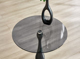 Small metal side table, vintage matte black round side table with a glass top measuring W1151P447641