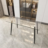 51" Dining Table Modern Minimalist Rectangular Glass for 4-6 with 0.31" Tempered Glass Tabletop and W2189P255605
