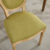 A&A Furniture,French Style Solid Wood Frame Antique Painting Linen Fabric Back Dining Chair,Set of W1143P323333