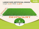 3ft x 16ft Premium Artificial Turf Mat with Drainage Holes. Thick Fake Grass with Rubber Backing, 46529780