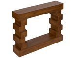 Geometric Block Stacked Wood Console Table with Warm Natural Finish W3123P369192