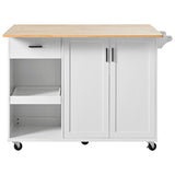 ZUN K&K Kitchen Island with Foldable Counter Top, Kitchen Storage Cart with Slide-Out Shelf, Towel Rack N707P173036W