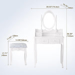 ZUN Vanity Table Set with 4 Drawer, Makeup Dressing Table w/Cushioned Stool, Girls Women Bedroom W2837P197800