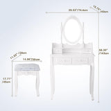 ZUN Vanity Table Set with 4 Drawer, Makeup Dressing Table w/Cushioned Stool, Girls Women Bedroom W2837P197800