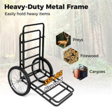 Black Game Cart with Double-Layer Structure - 2-Level Adjustment, 550 lbs Capacity, 20" Rubber 46881865