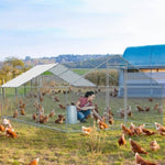 ZUN 20 x 10 ft Large Metal Chicken Coop, Walk-in Poultry Cage Chicken Hen Run House with Waterproof 26549871