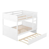 ZUN Full Over Full Bunk Bed with Twin Size Trundle, White 71645551