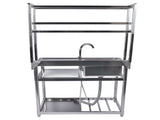 39.4in Stainless Steel Utility Sink Set, Single Bowl Commercial Sink w/ Shelves Single Bowl Sink for 91301593