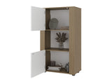 Kasaan Bookcase with Upper and Lower Doors, Open Display Shelves and Vertical Storage Design, B097P474311