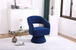 ZUN Swivel Accent Chair Armchair, Round Barrel Chair in Fabric for Living Room Bedroom, Blue 74650903