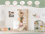 6-in-1 Swedish Ladder Wall Gym, Indoor Kids Playground with Swing, Rope Ladder, Pull-Up Bar, Slide, W1422P474542