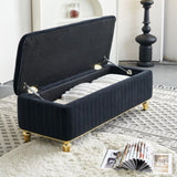 47.24''W Storage Ottoman,Upholstered Velvet Fabric Storage Ottoman with Safety Hinge, gold W579P224706