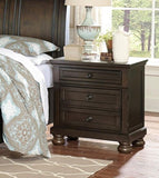 Transitional Design Nightstand Grayish Brown Finish Two Dovetail Drawers Bun Feet Wooden Furniture B01146216